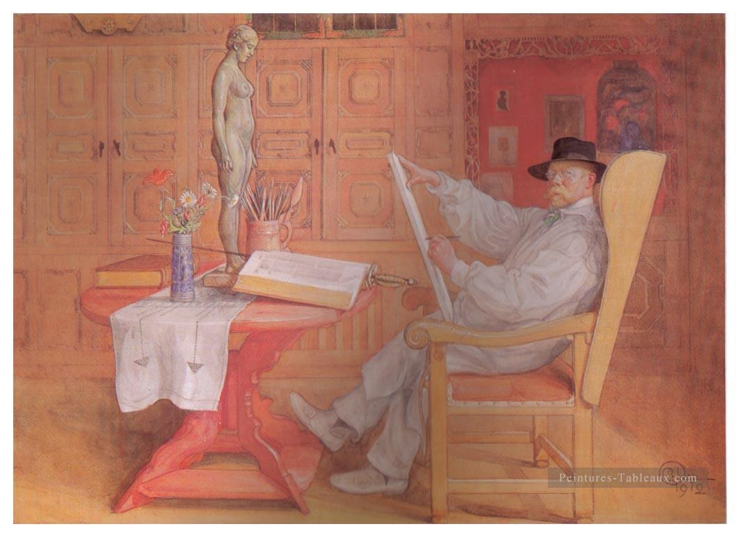 Autoportrait en studio 1912 Carl Larsson Peintures à l'huile
